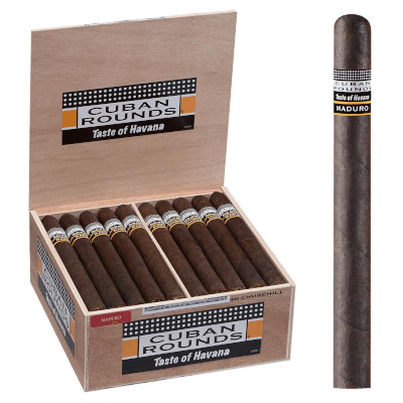 Cuban Rounds Churchill Maduro Box