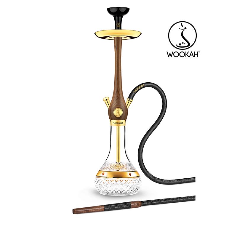 Wookah 24K Gold-Plated Amber Gold Walnut Hookah Set